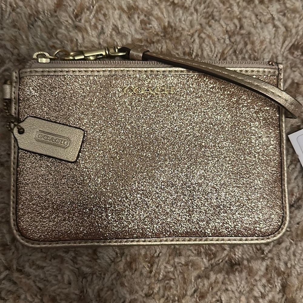 Coach Gold Glitter Wristlet